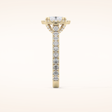 0.93 CT Oval Shaped Halo & Pave Moissanite Engagement Ring