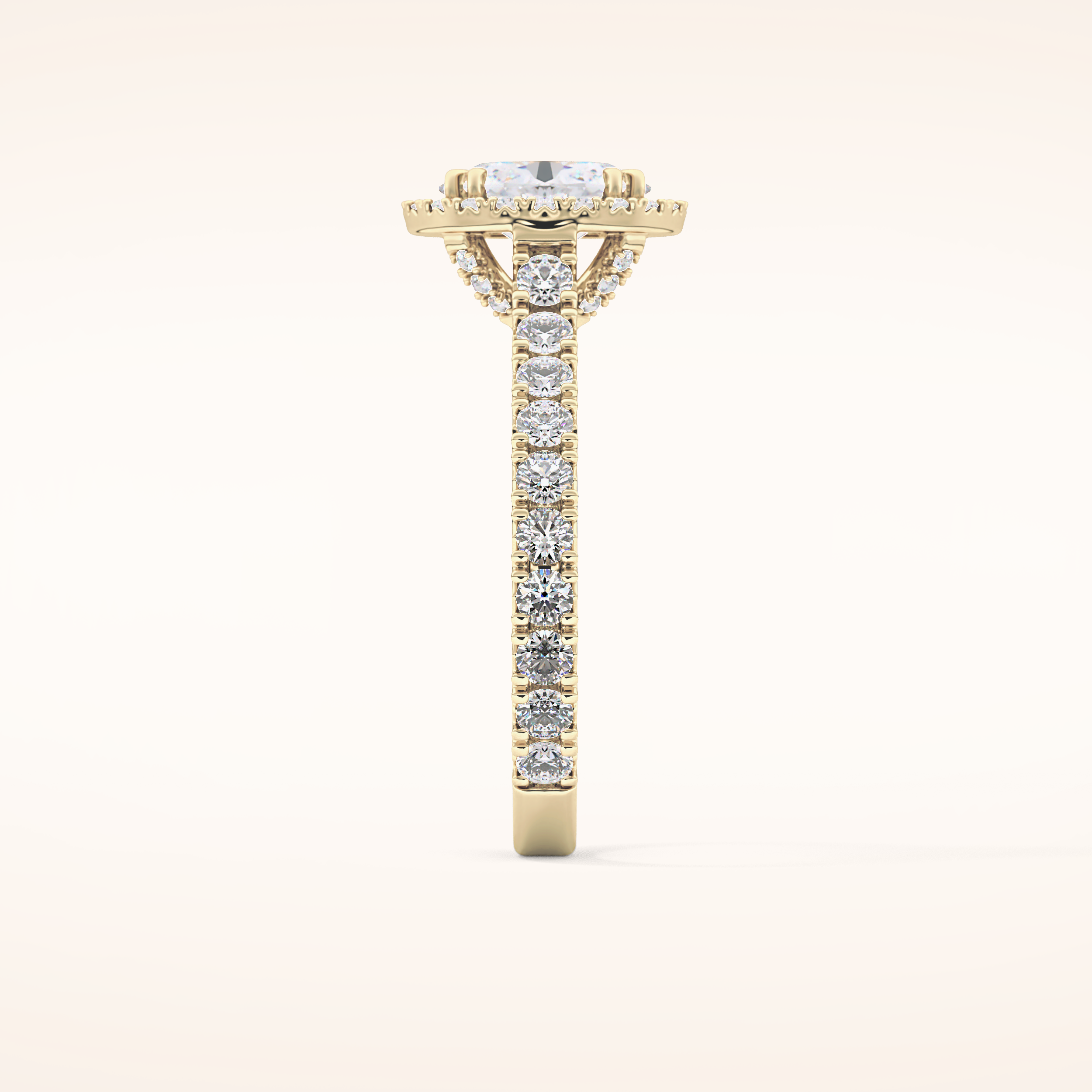 0.93 CT Oval Shaped Halo & Pave Moissanite Engagement Ring