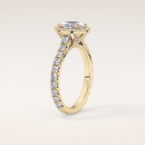 0.93 CT Oval Shaped Halo & Pave Moissanite Engagement Ring