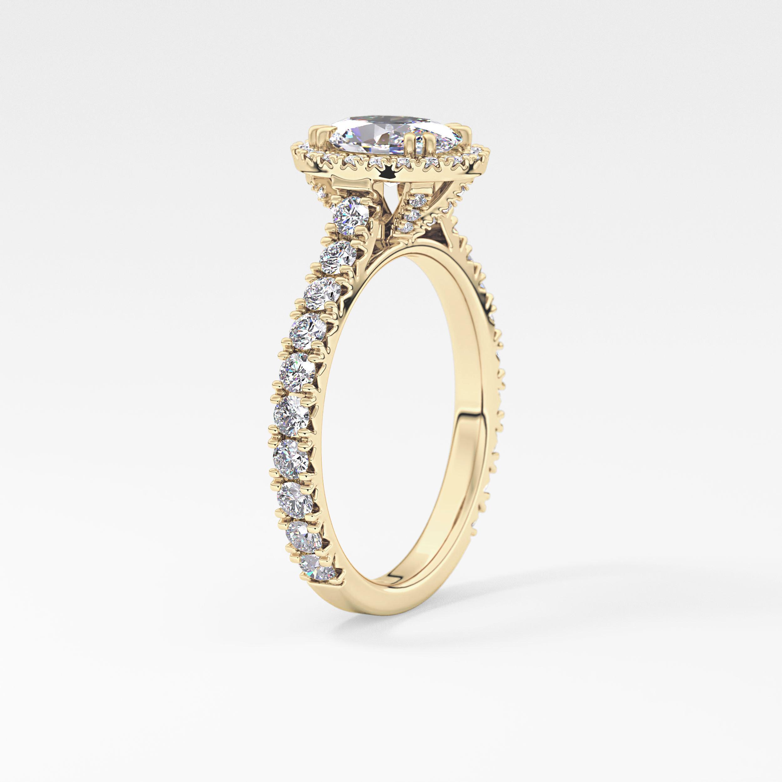 Oval Halo & Pave Lab Grown Diamond Engagement Ring