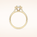0.93 CT Oval Shaped Halo & Pave Moissanite Engagement Ring