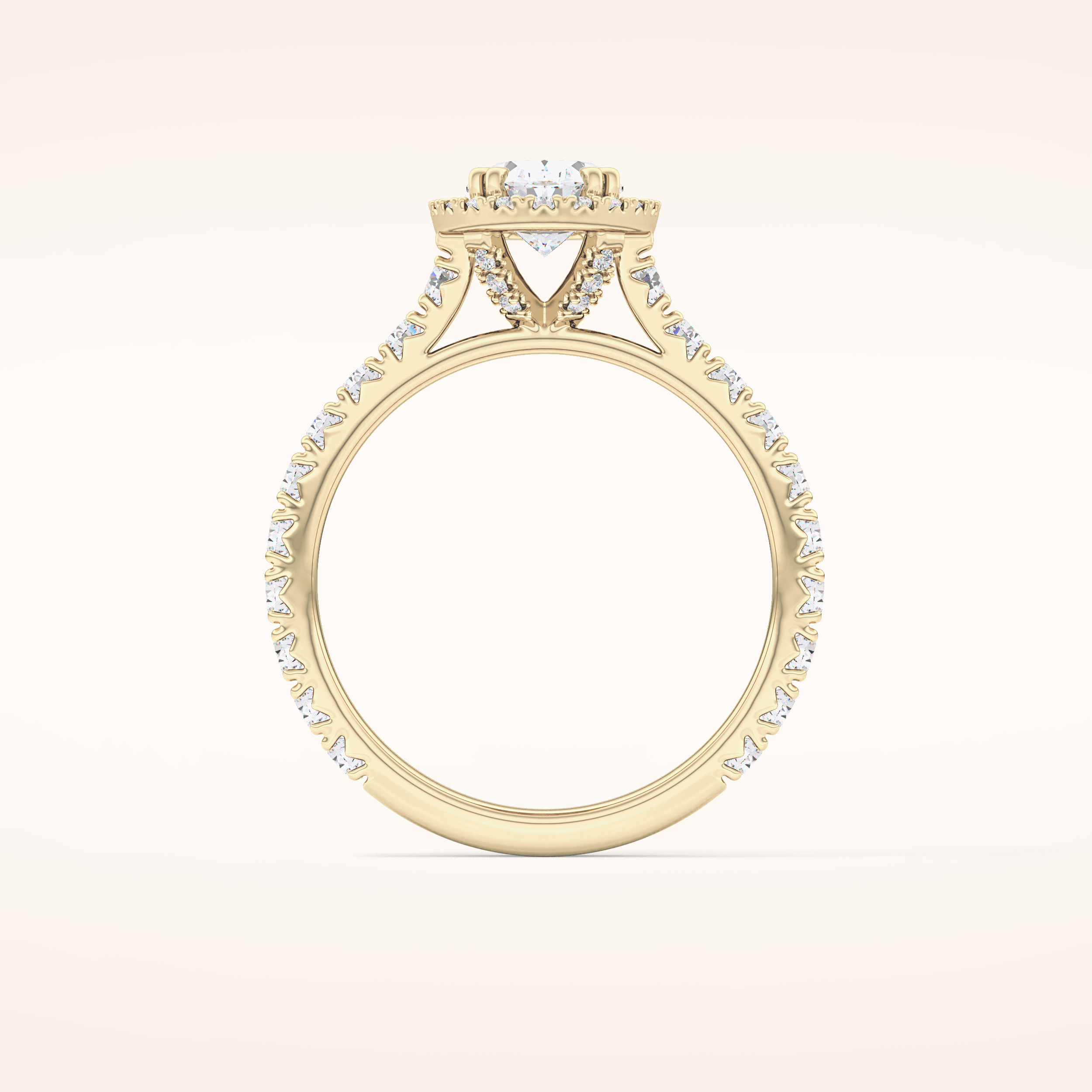 0.93 CT Oval Shaped Halo & Pave Moissanite Engagement Ring