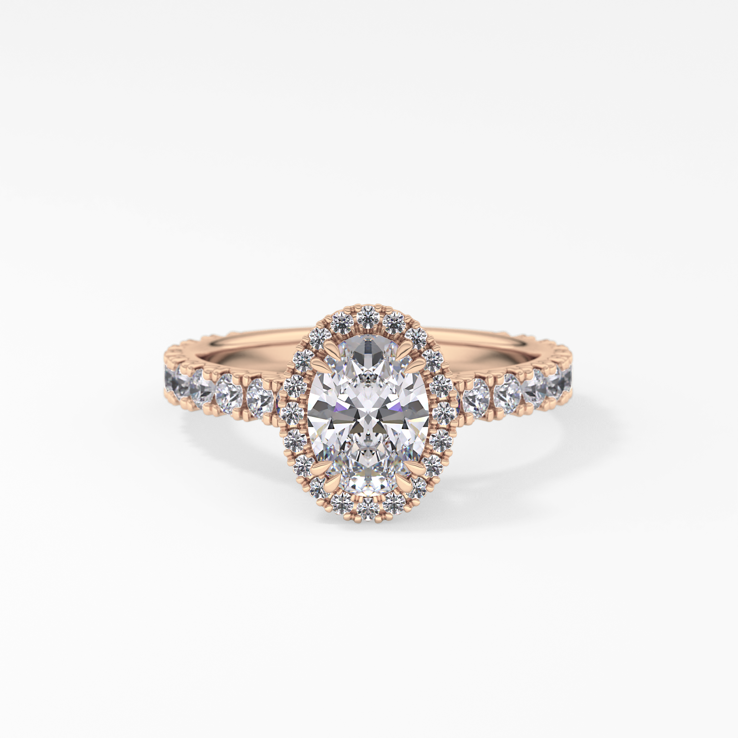 Oval Halo & Pave Lab Grown Diamond Engagement Ring