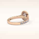 0.93 CT Oval Shaped Halo & Pave Moissanite Engagement Ring