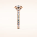 0.93 CT Oval Shaped Halo & Pave Moissanite Engagement Ring