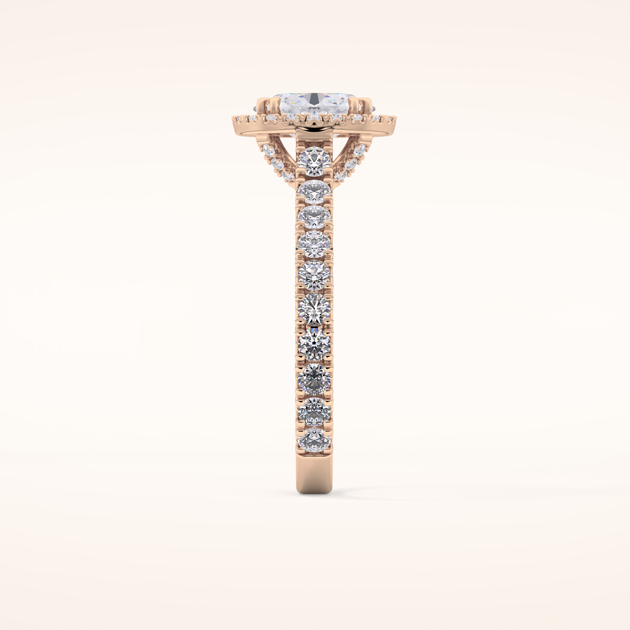 0.93 CT Oval Shaped Halo & Pave Moissanite Engagement Ring