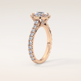 0.93 CT Oval Shaped Halo & Pave Moissanite Engagement Ring