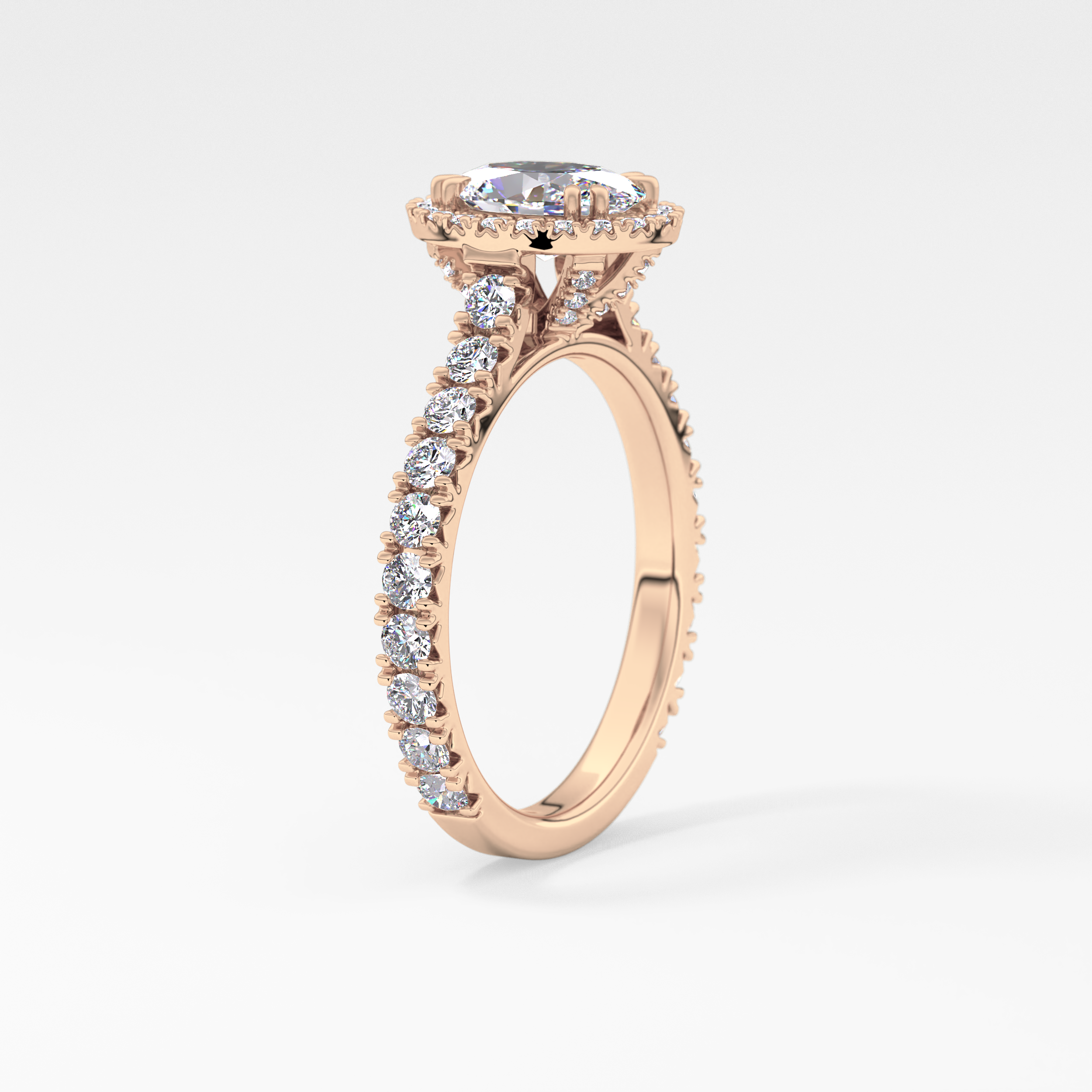 Oval Halo & Pave Lab Grown Diamond Engagement Ring