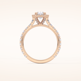 0.93 CT Oval Shaped Halo & Pave Moissanite Engagement Ring