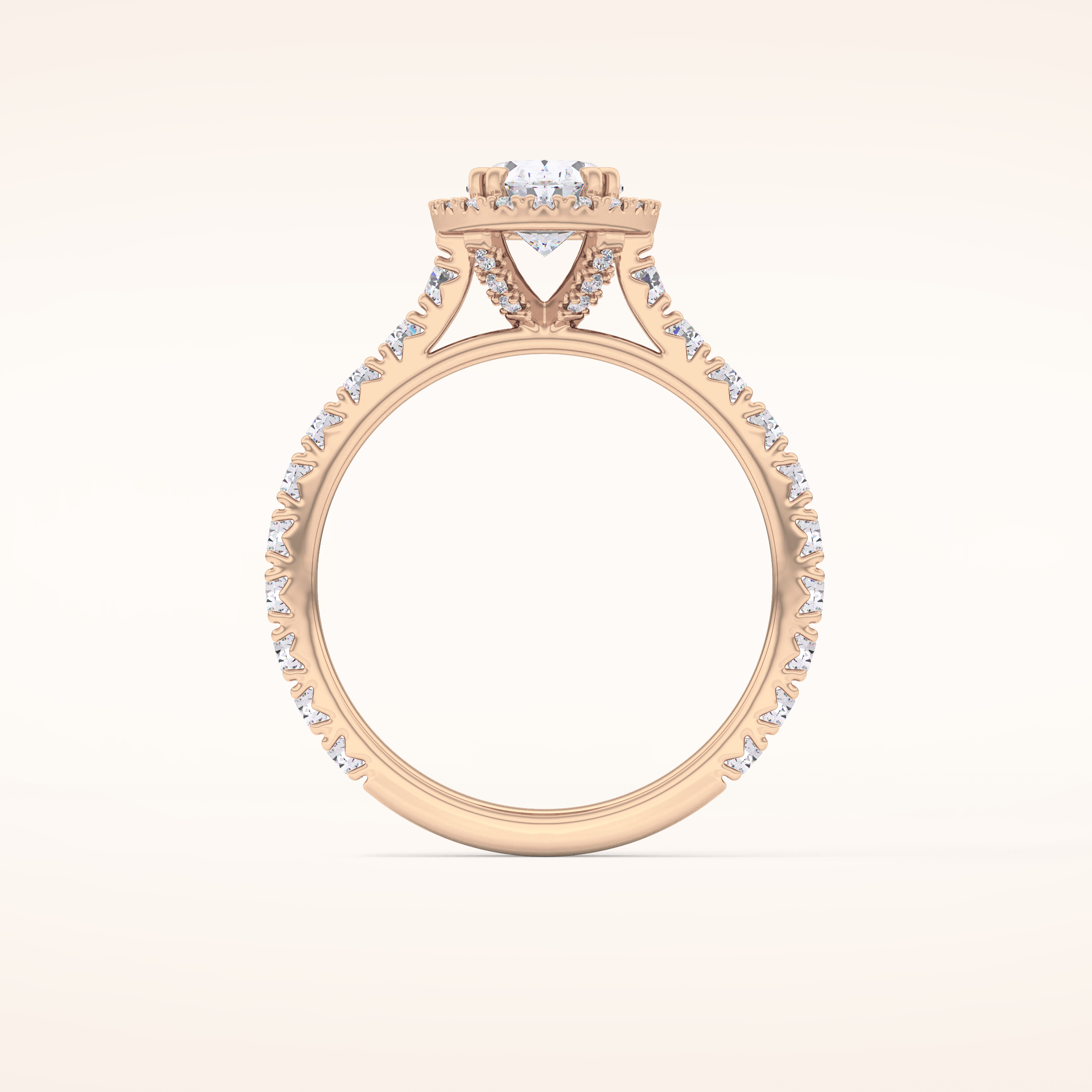 0.93 CT Oval Shaped Halo & Pave Moissanite Engagement Ring