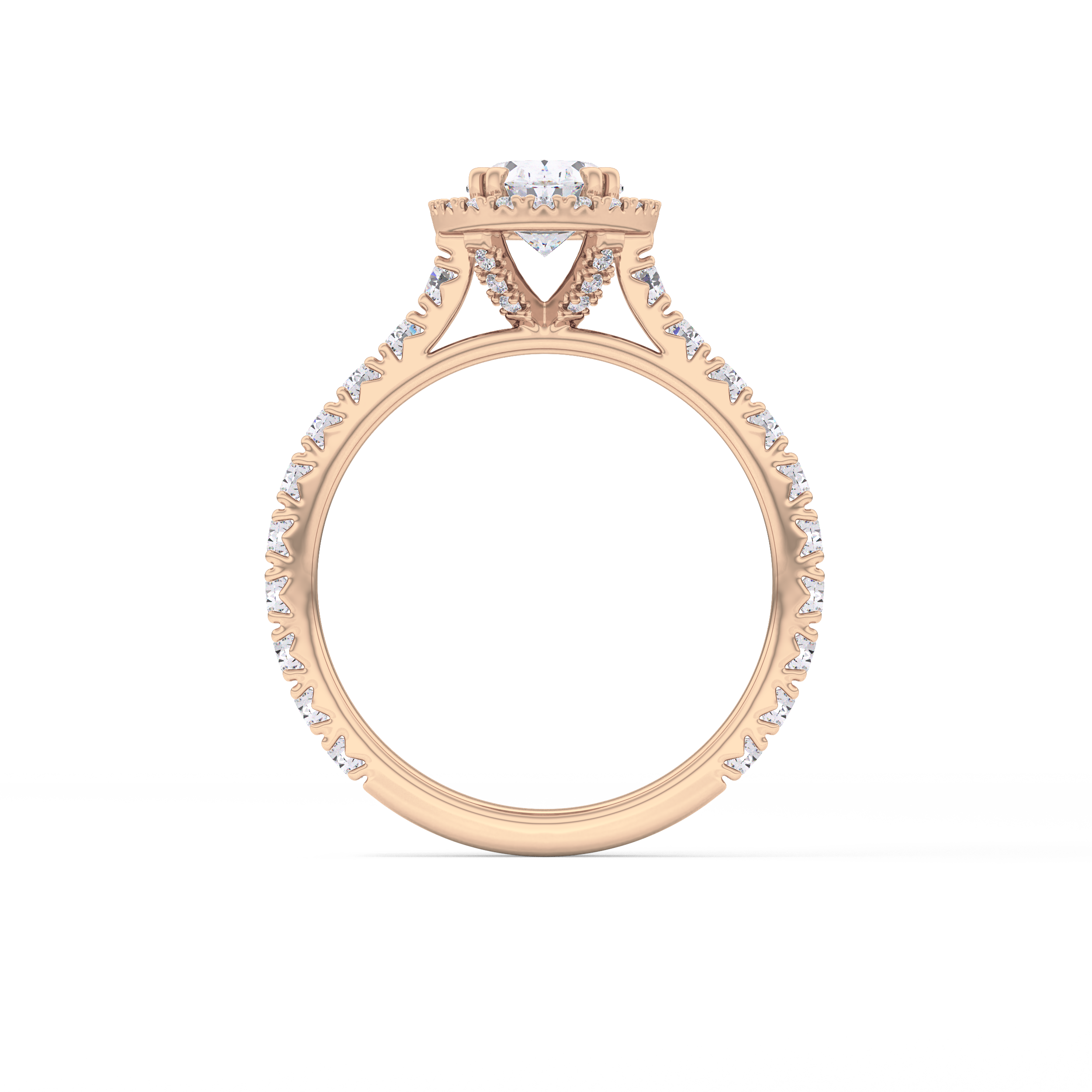 Oval Halo & Pave Lab Grown Diamond Engagement Ring