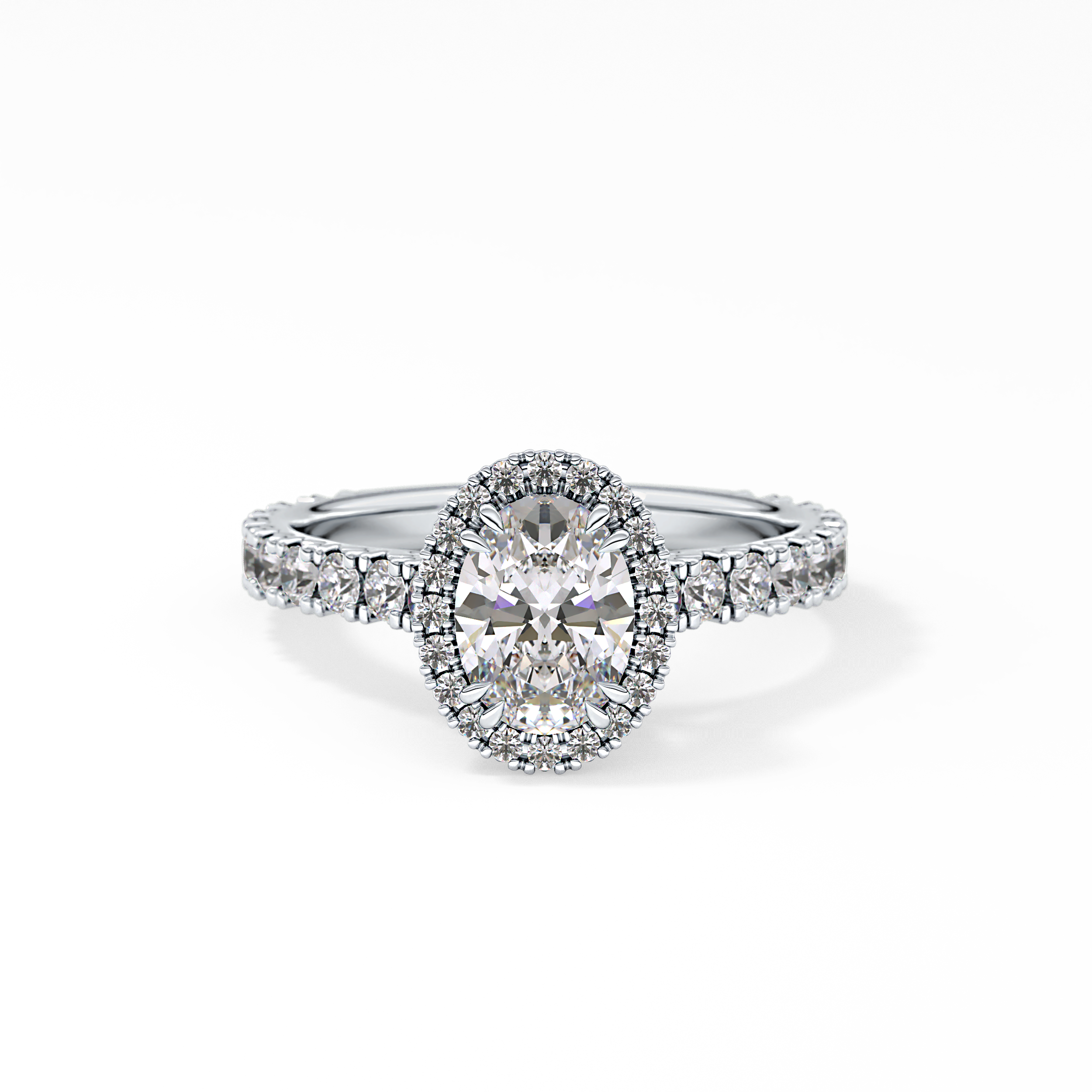 Oval Halo & Pave Lab Grown Diamond Engagement Ring