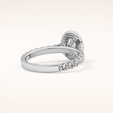 0.93 CT Oval Shaped Halo & Pave Moissanite Engagement Ring