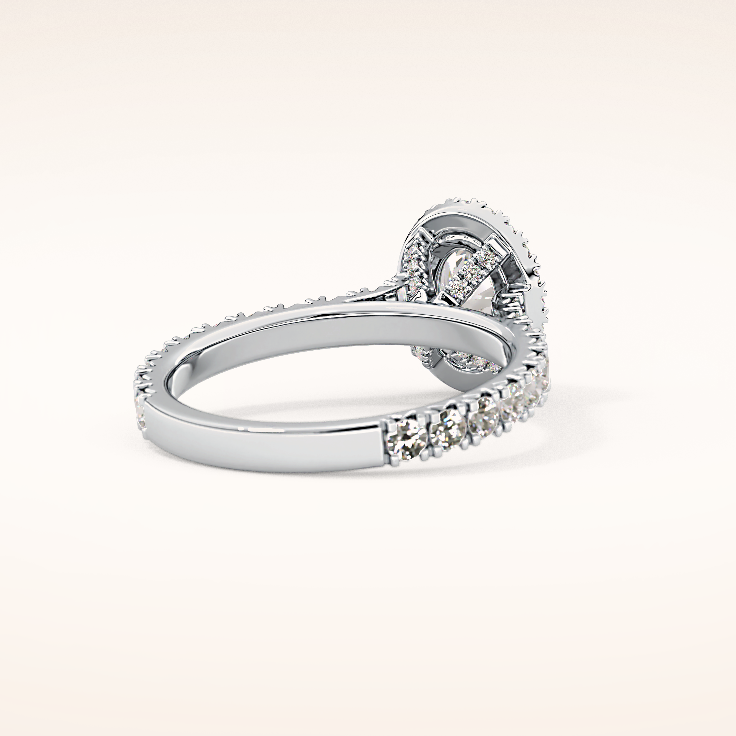 0.93 CT Oval Shaped Halo & Pave Moissanite Engagement Ring