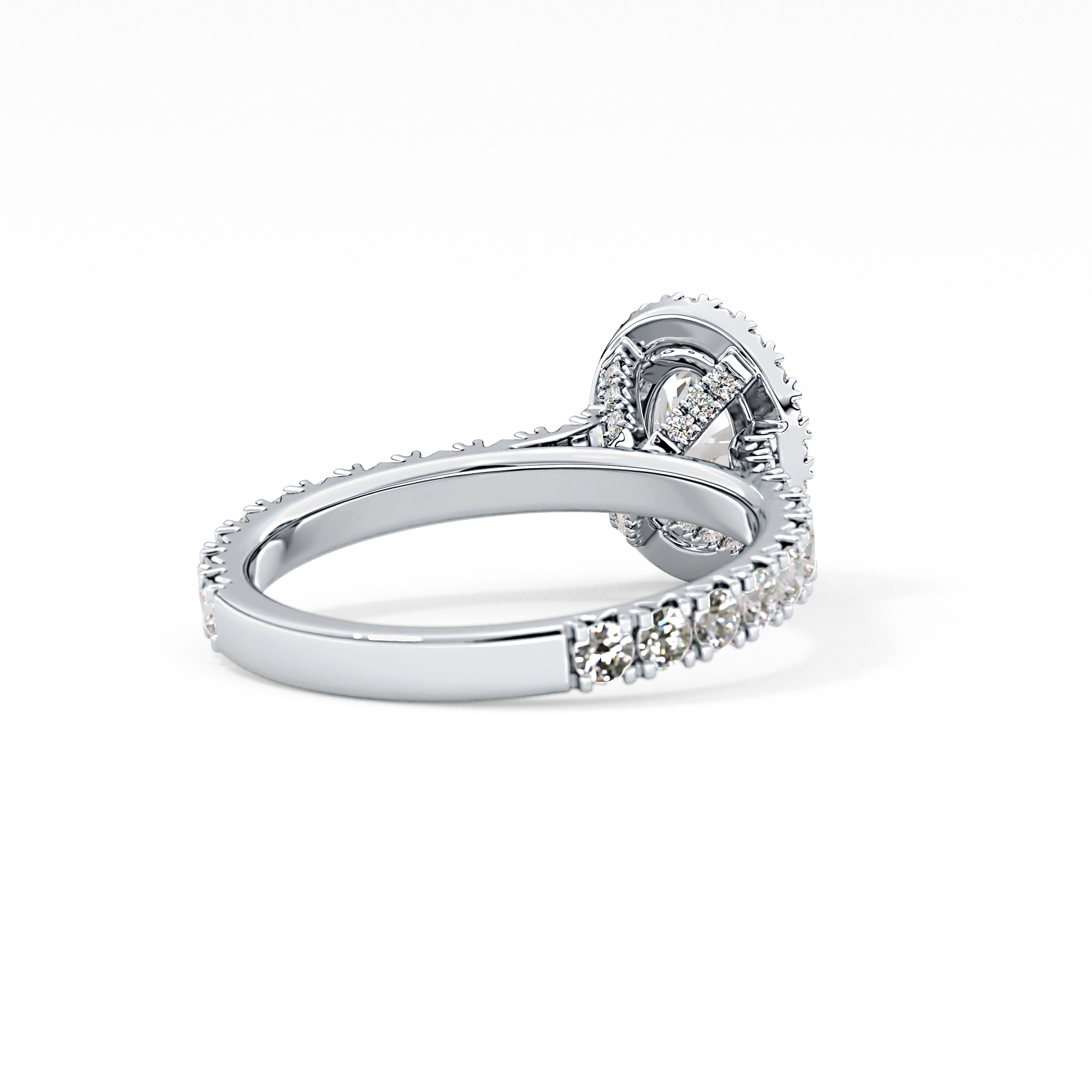 Oval Halo & Pave Lab Grown Diamond Engagement Ring