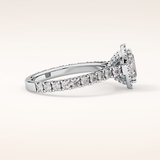 0.93 CT Oval Shaped Halo & Pave Moissanite Engagement Ring