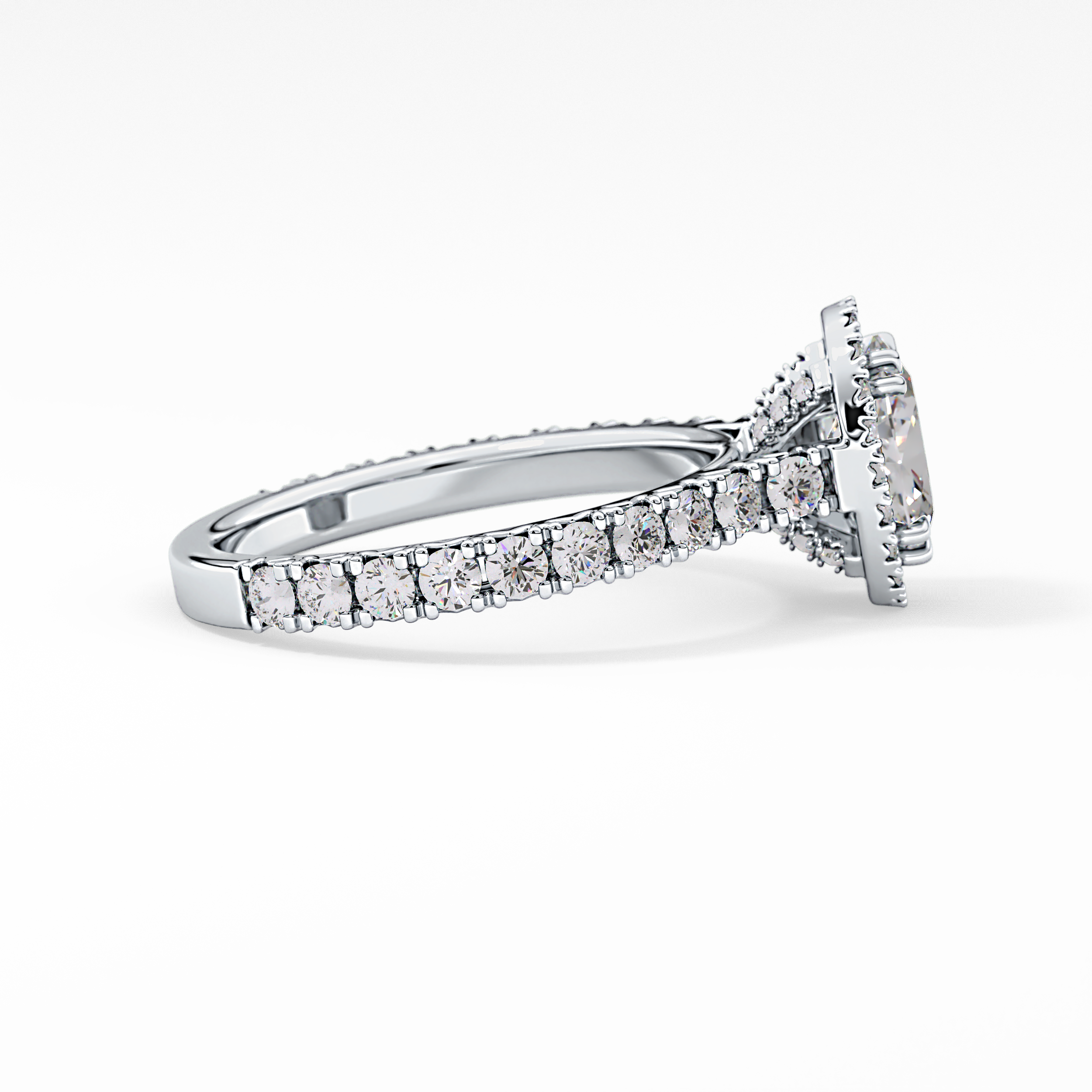 Oval Halo & Pave Lab Grown Diamond Engagement Ring