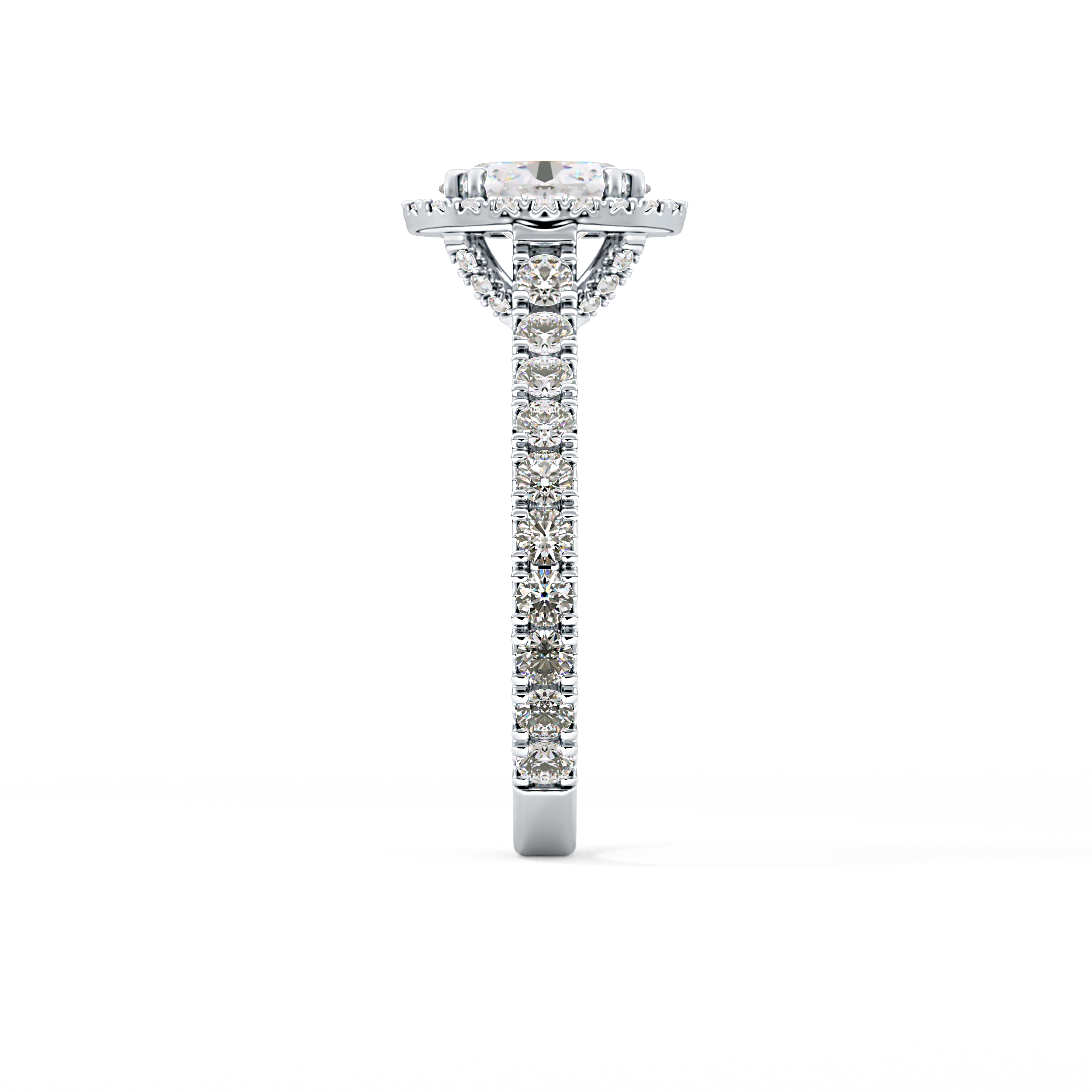 Oval Halo & Pave Lab Grown Diamond Engagement Ring