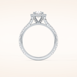 0.93 CT Oval Shaped Halo & Pave Moissanite Engagement Ring