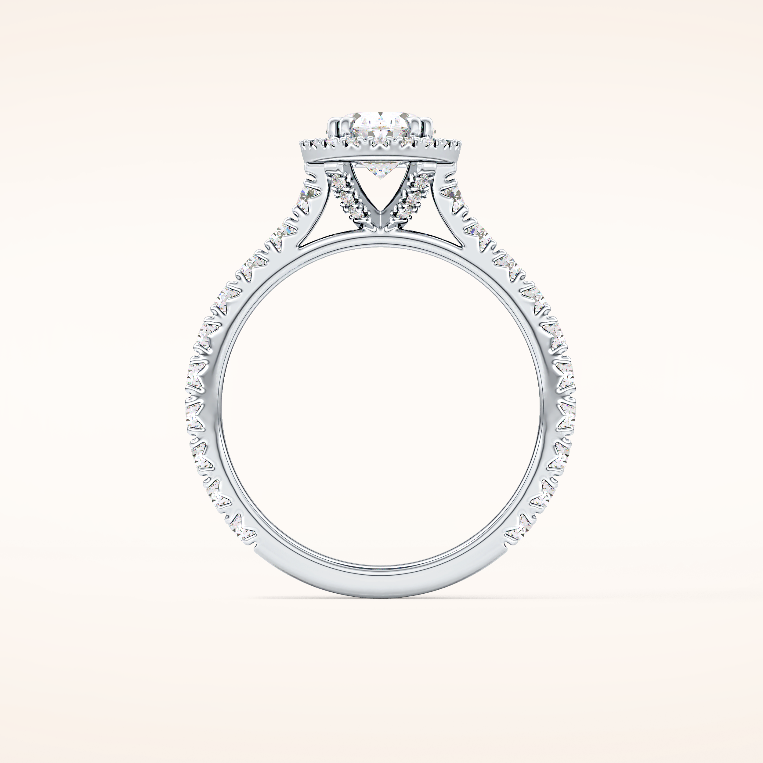 0.93 CT Oval Shaped Halo & Pave Moissanite Engagement Ring