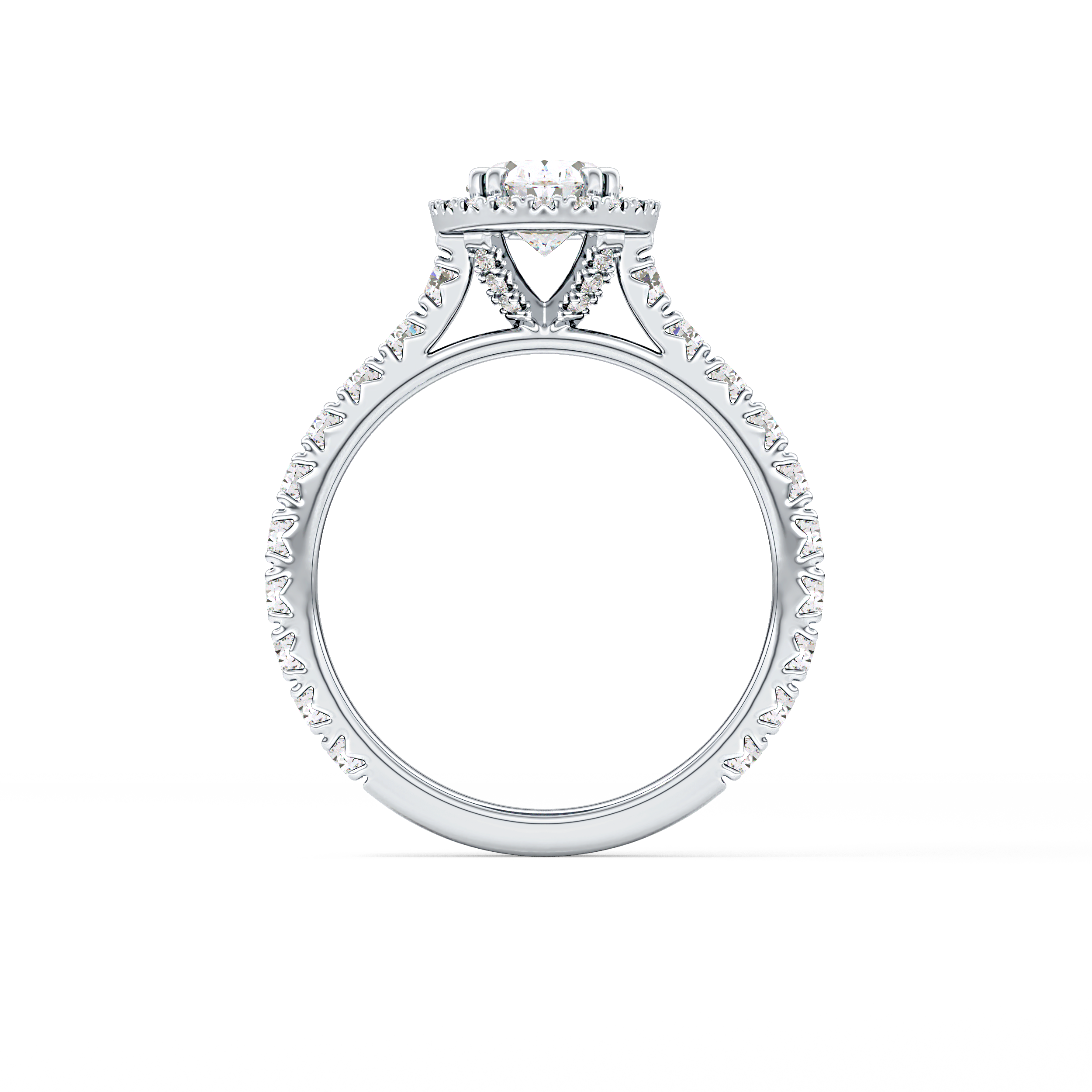 Oval Halo & Pave Lab Grown Diamond Engagement Ring