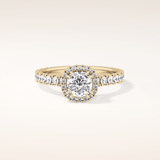 1.04 CT Cushion Shaped Halo & Pave Moissanite Engagement Ring