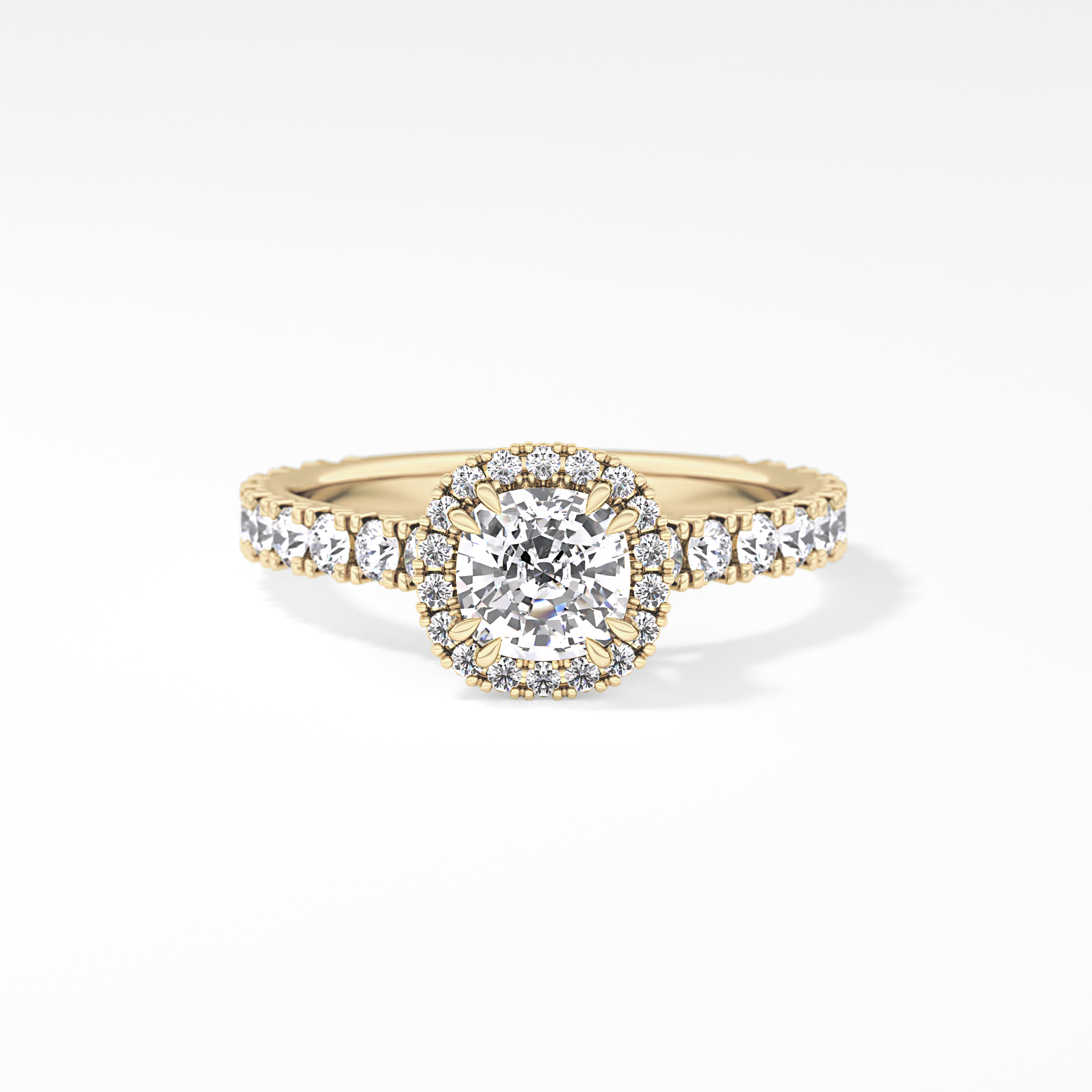 Cushion Halo & Pave Lab Grown Diamond Engagement Ring