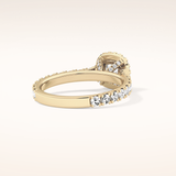 1.04 CT Cushion Shaped Halo & Pave Moissanite Engagement Ring