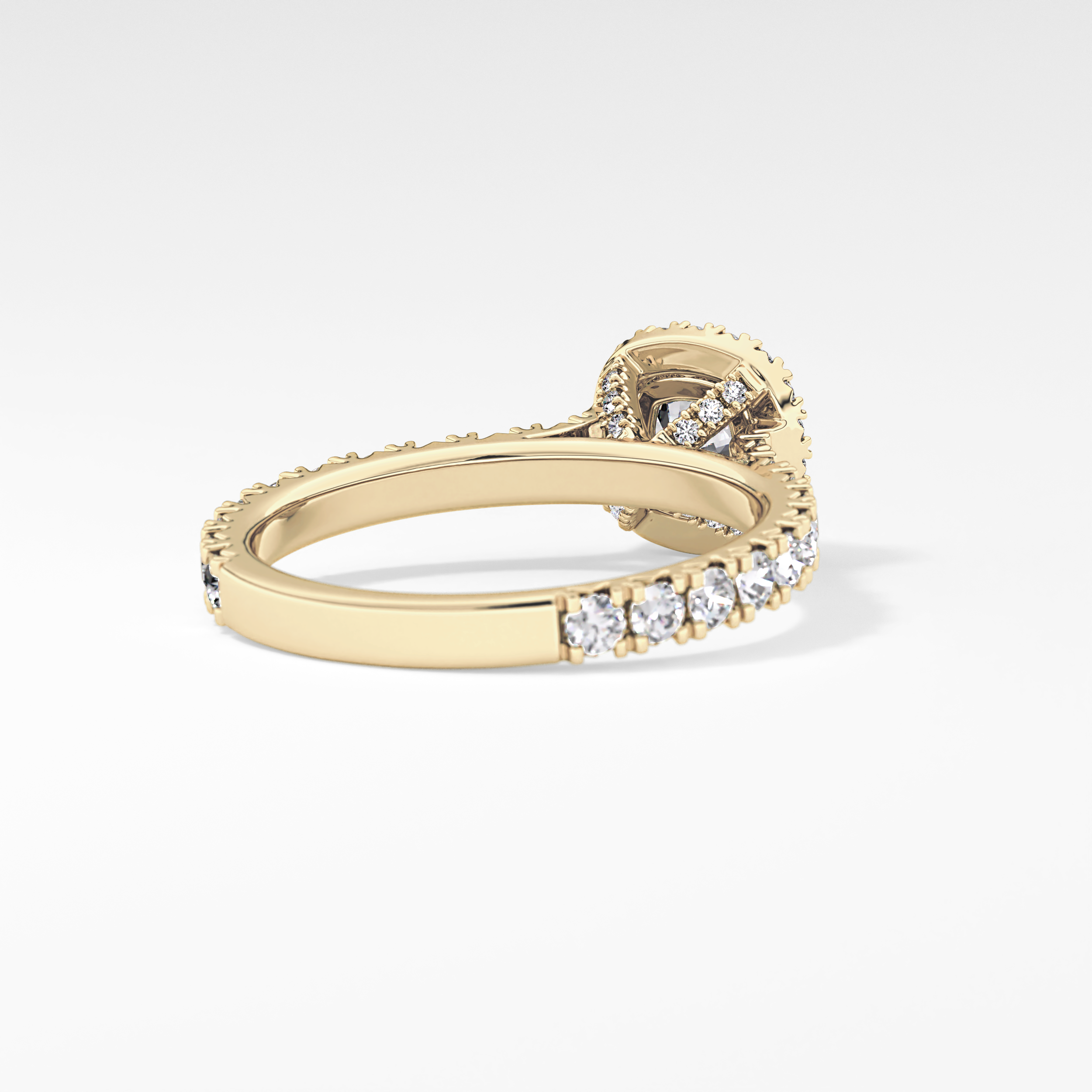Cushion Halo & Pave Lab Grown Diamond Engagement Ring