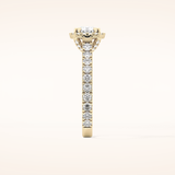 1.04 CT Cushion Shaped Halo & Pave Moissanite Engagement Ring
