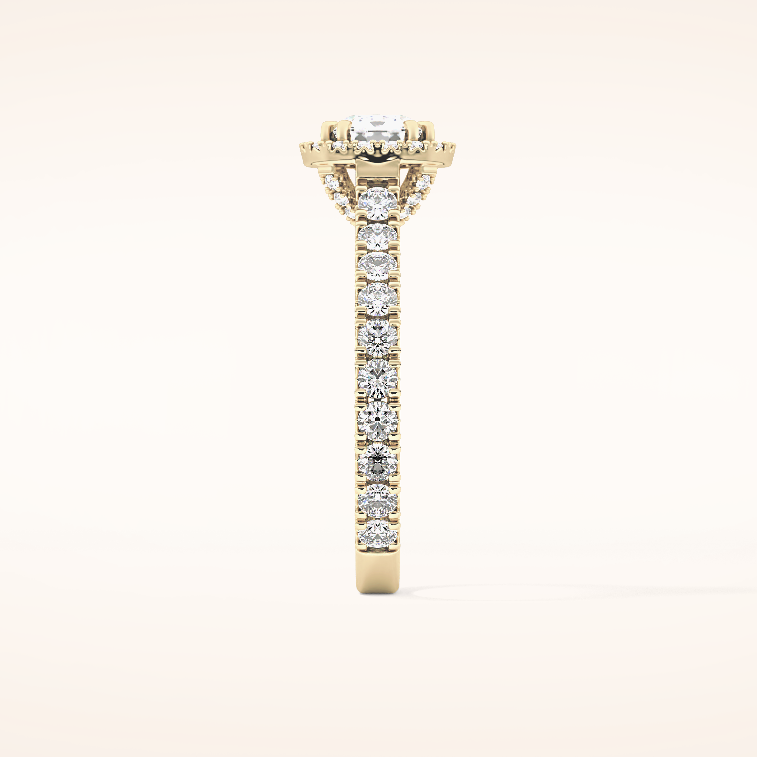1.04 CT Cushion Shaped Halo & Pave Moissanite Engagement Ring