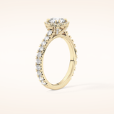 1.04 CT Cushion Shaped Halo & Pave Moissanite Engagement Ring
