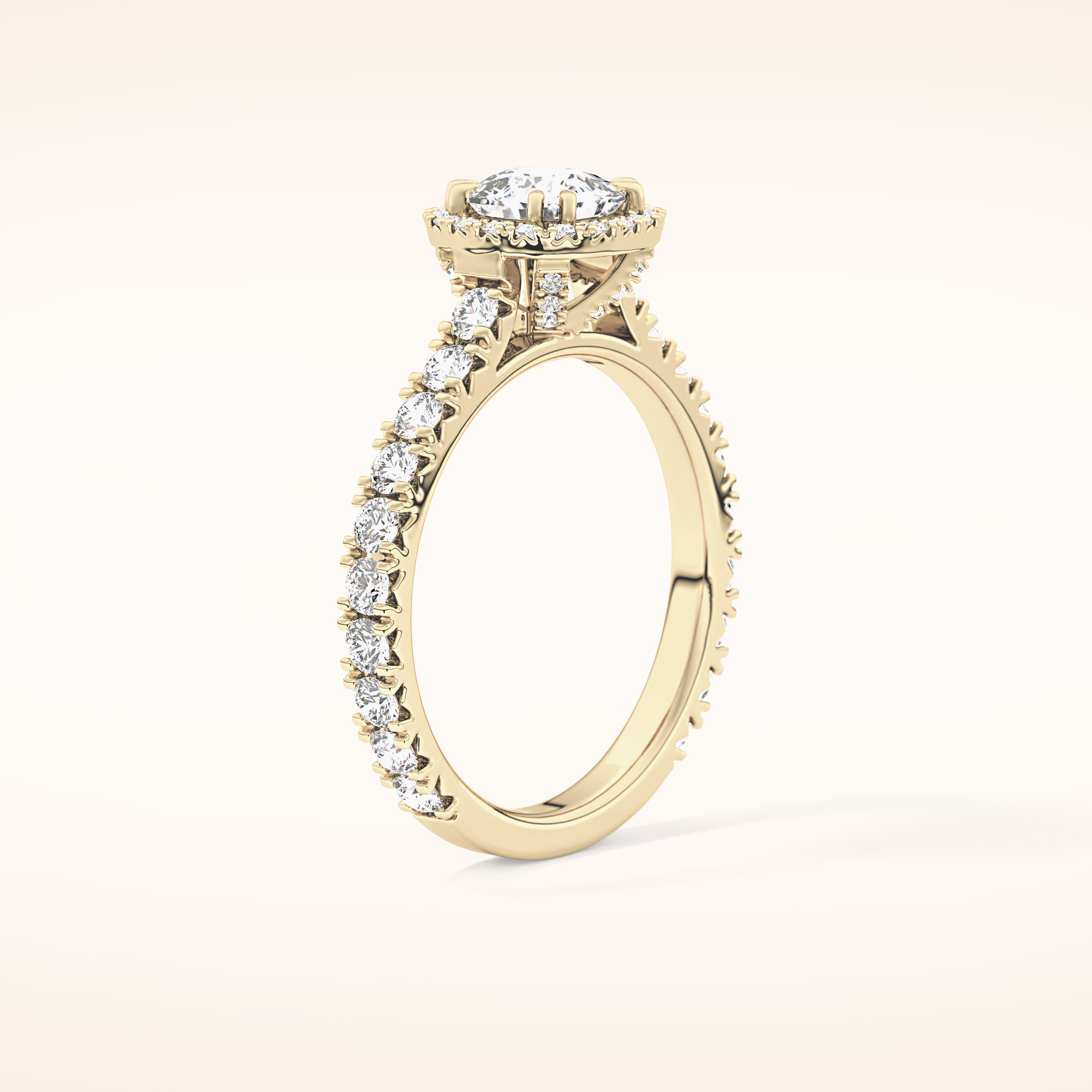 1.04 CT Cushion Shaped Halo & Pave Moissanite Engagement Ring