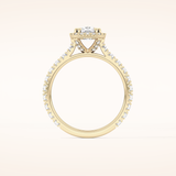 1.04 CT Cushion Shaped Halo & Pave Moissanite Engagement Ring