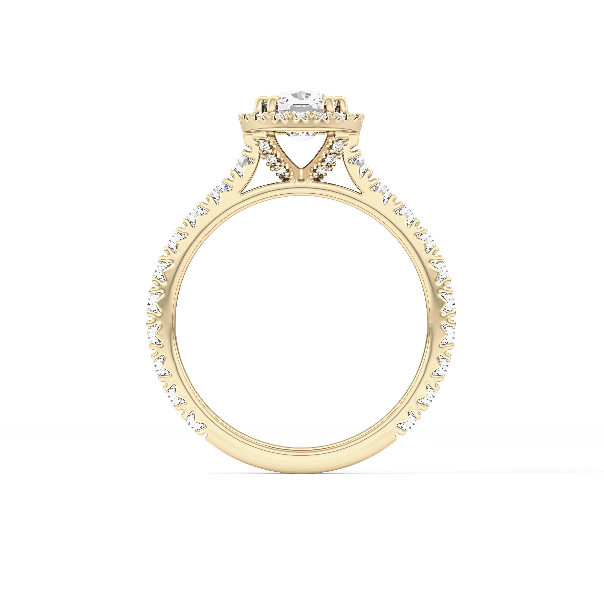 Cushion Halo & Pave Lab Grown Diamond Engagement Ring