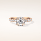 1.04 CT Cushion Shaped Halo & Pave Moissanite Engagement Ring
