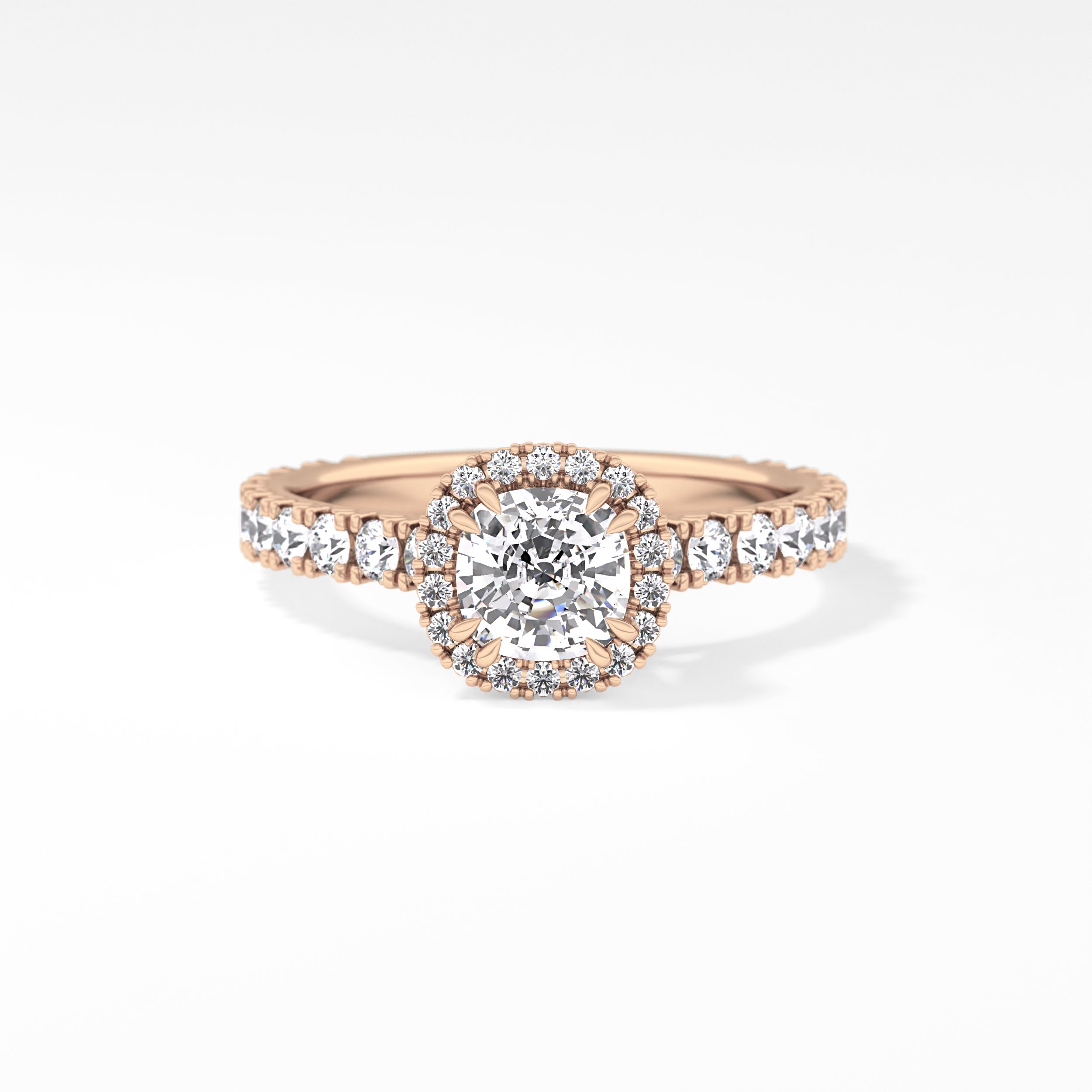 Cushion Halo & Pave Lab Grown Diamond Engagement Ring