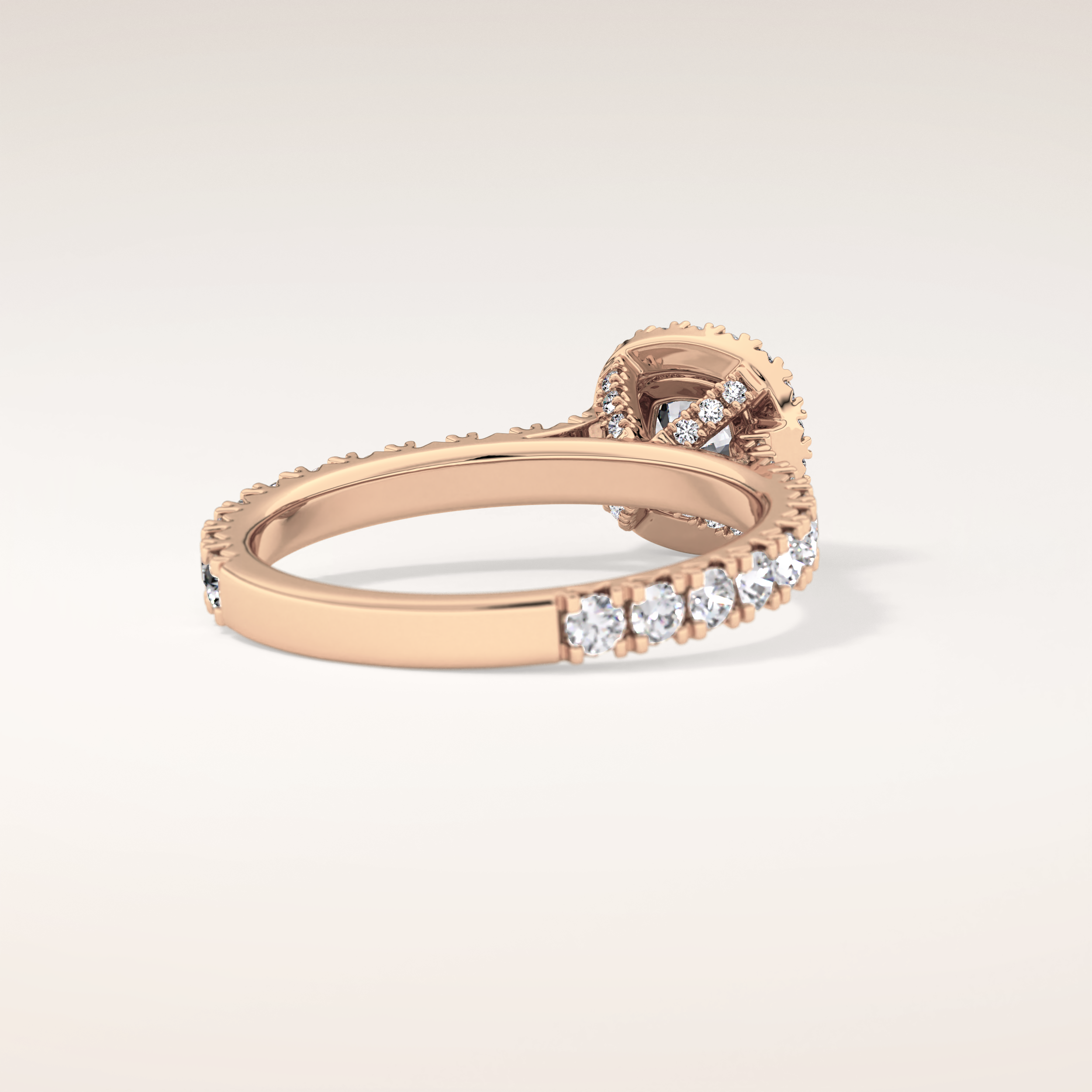 1.04 CT Cushion Shaped Halo & Pave Moissanite Engagement Ring
