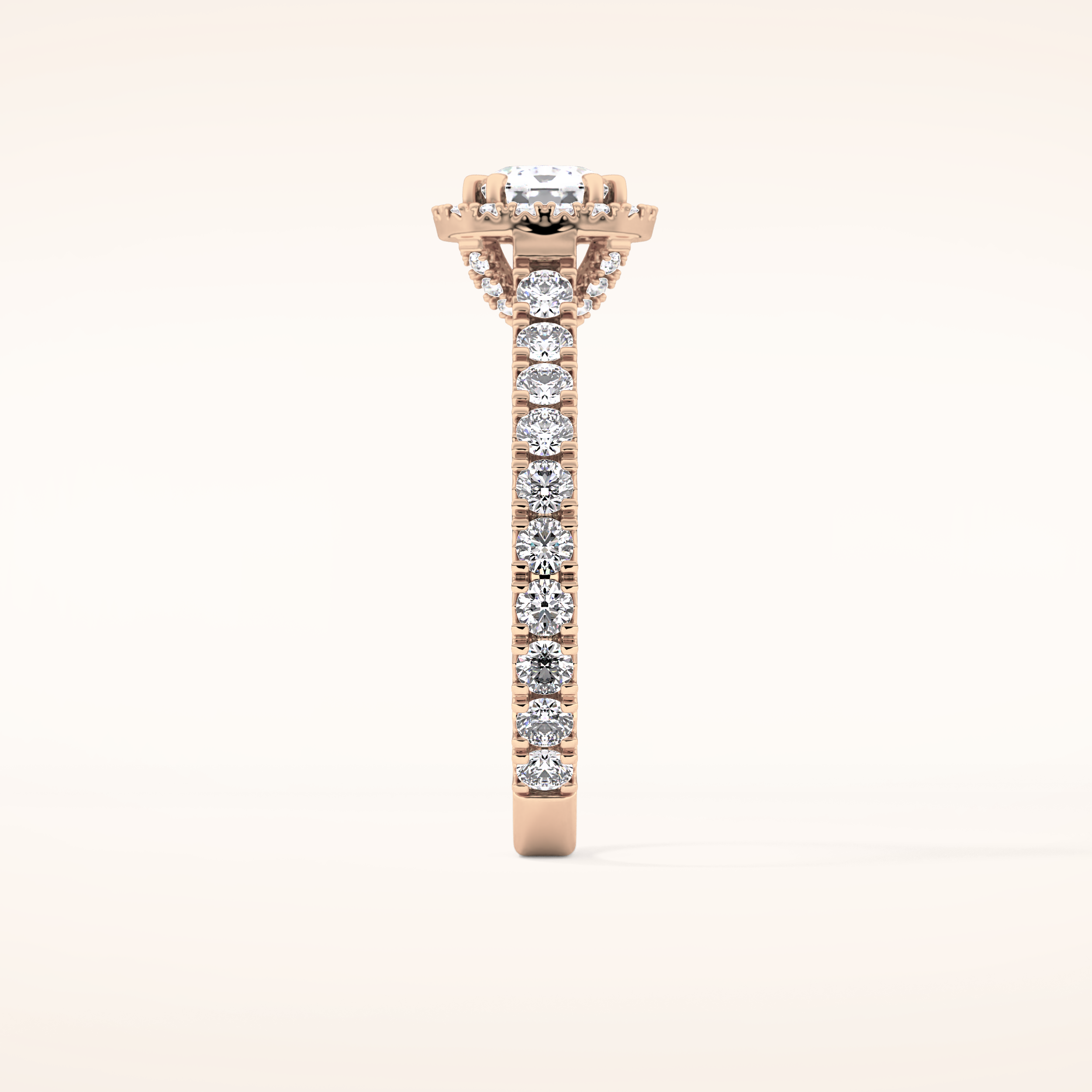 1.04 CT Cushion Shaped Halo & Pave Moissanite Engagement Ring