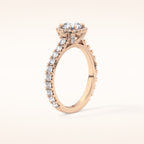 1.04 CT Cushion Shaped Halo & Pave Moissanite Engagement Ring