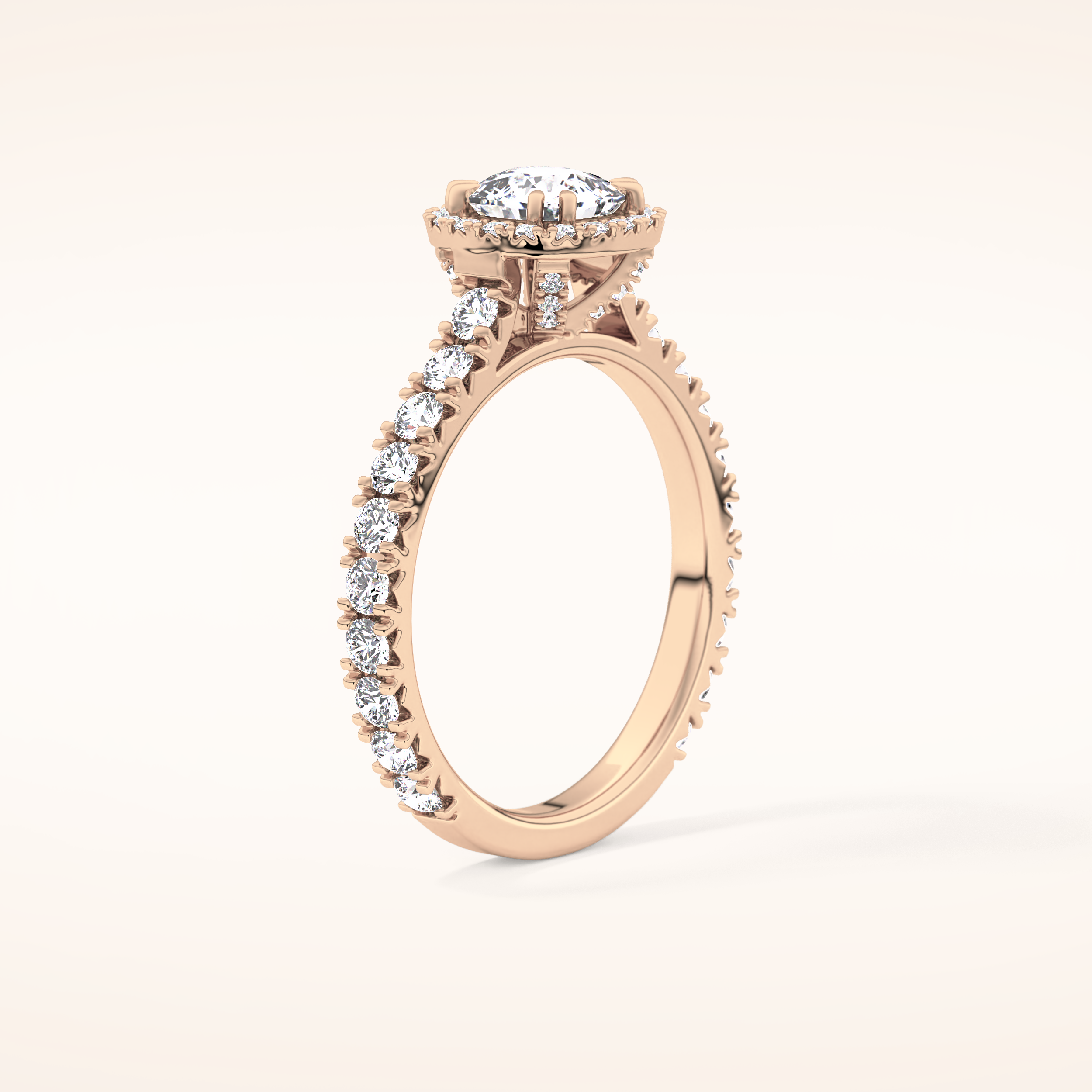 1.04 CT Cushion Shaped Halo & Pave Moissanite Engagement Ring
