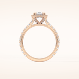 1.04 CT Cushion Shaped Halo & Pave Moissanite Engagement Ring