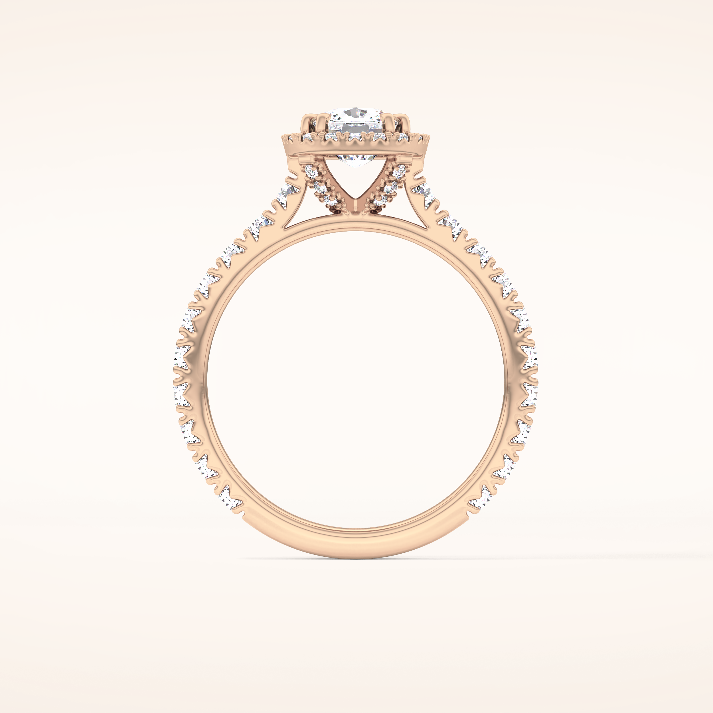 1.04 CT Cushion Shaped Halo & Pave Moissanite Engagement Ring