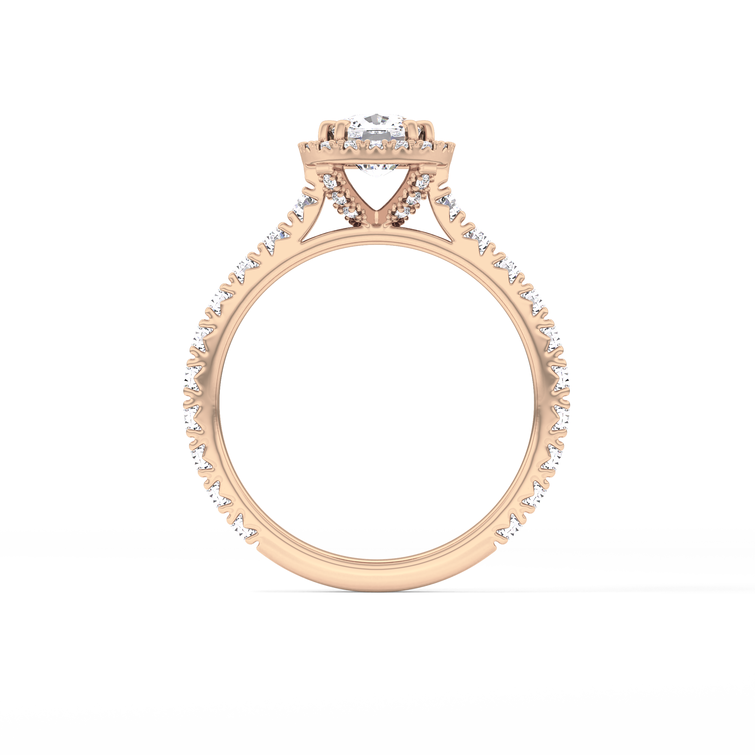 Cushion Halo & Pave Lab Grown Diamond Engagement Ring