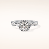 1.04 CT Cushion Shaped Halo & Pave Moissanite Engagement Ring