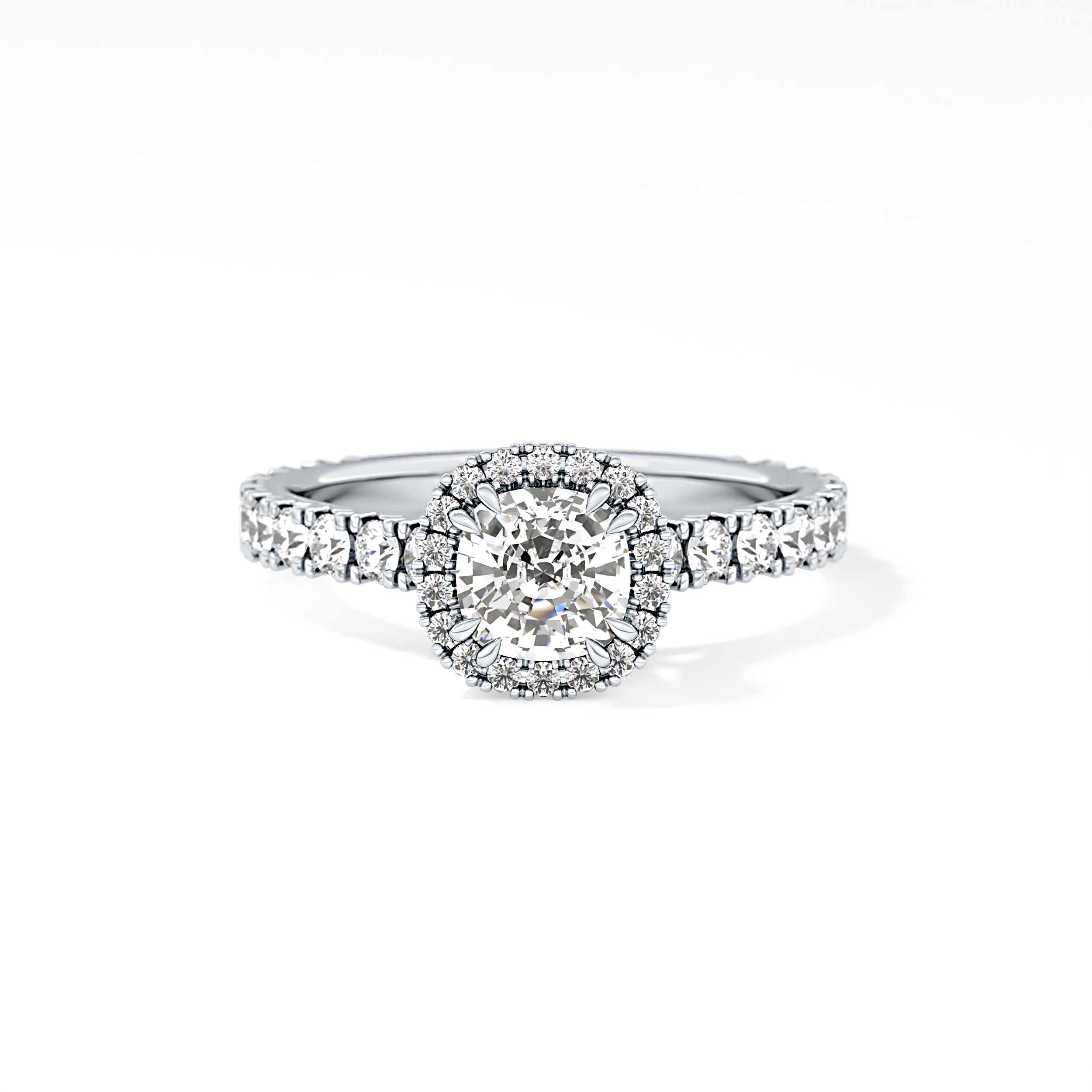 Cushion Halo & Pave Lab Grown Diamond Engagement Ring