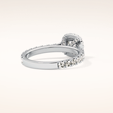 1.04 CT Cushion Shaped Halo & Pave Moissanite Engagement Ring