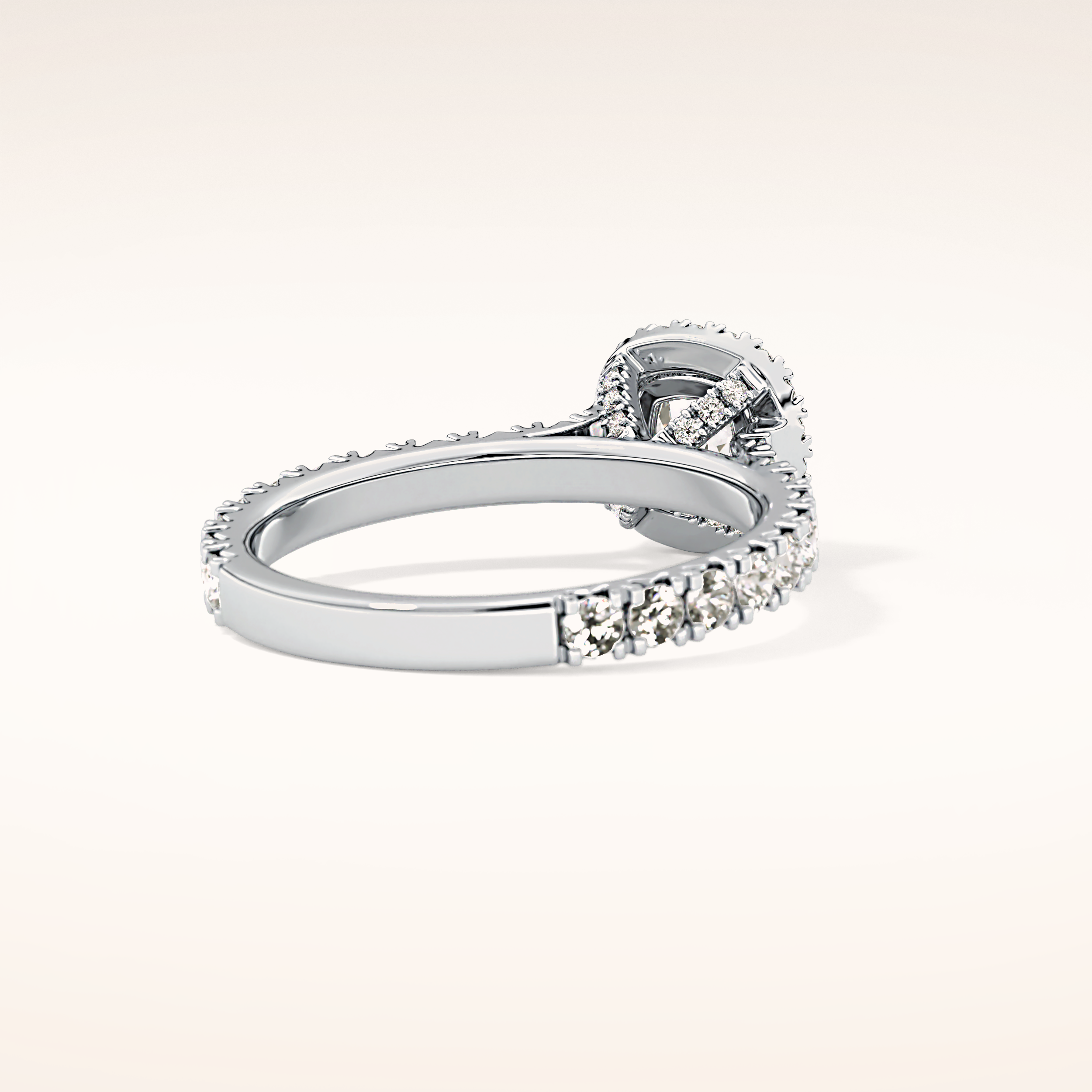 1.04 CT Cushion Shaped Halo & Pave Moissanite Engagement Ring