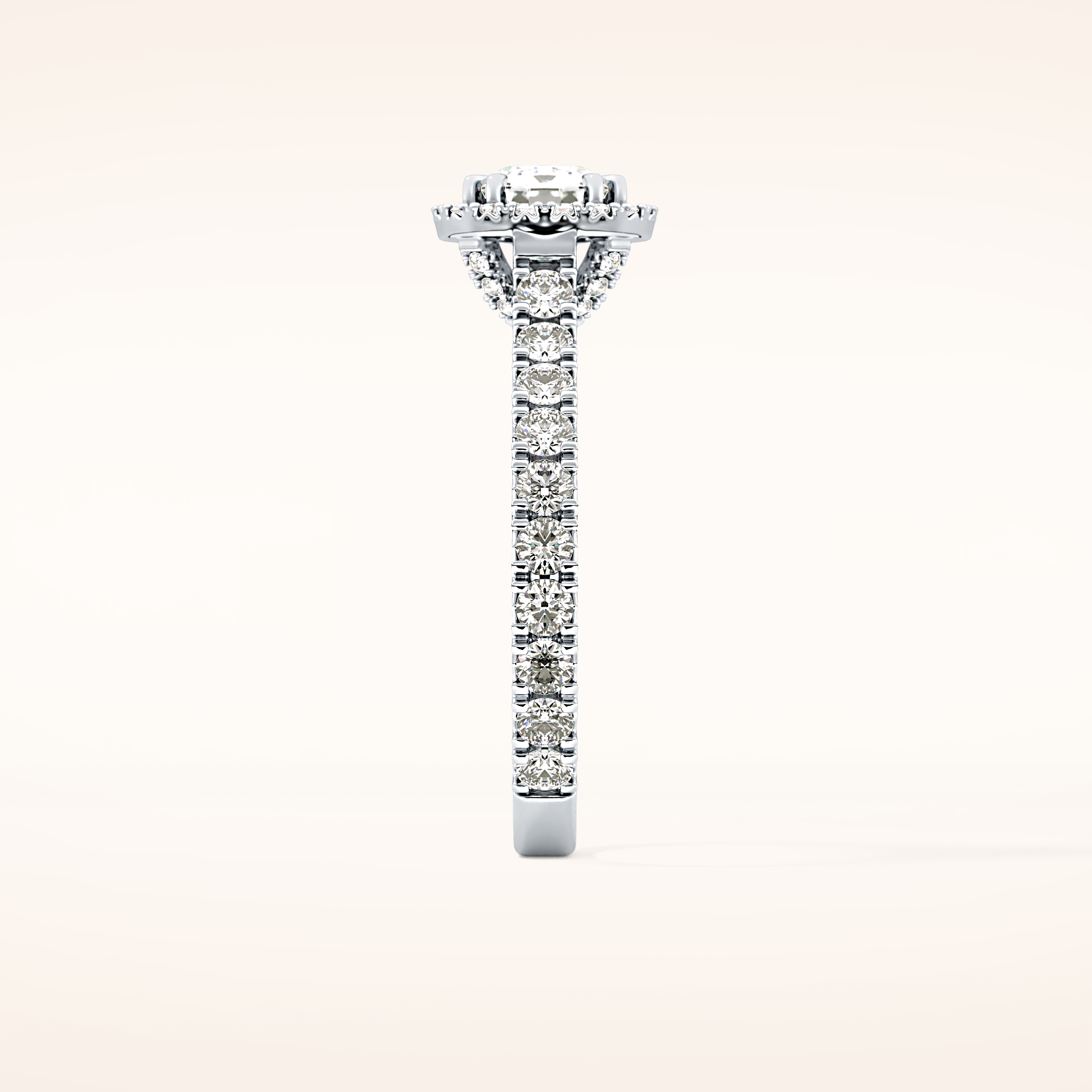 1.04 CT Cushion Shaped Halo & Pave Moissanite Engagement Ring