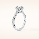 1.04 CT Cushion Shaped Halo & Pave Moissanite Engagement Ring